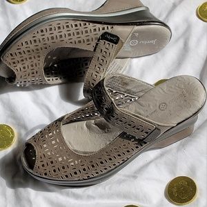 Jambu Wedge Open Toe Sandal peep toe heel 8.5